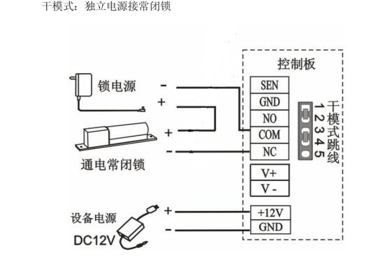 门禁一体机接线图(干模式)