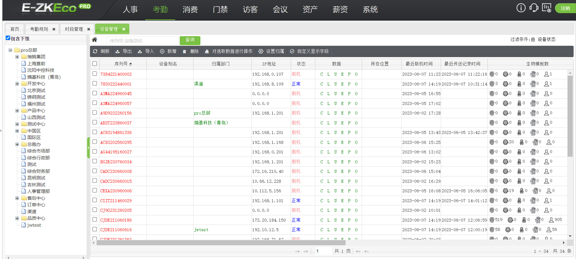 异地远程人事、考勤、消费系统、门禁统一管理解决方案